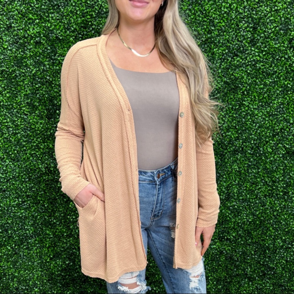 Waffle like cardigan